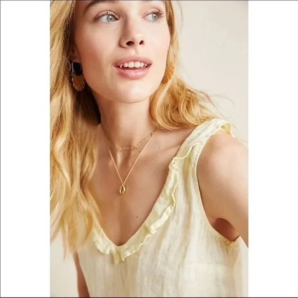 Anthropologie Linen Peplum Tank Top NWT Sz L - Picture 3 of 7